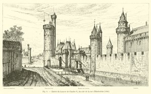 V. Károly Louvre-jának bejárata a rue dHosteriche felől, 1380 alkotó: French School
