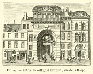 Bejárat a Harcourt College-ba, a rue de la Harpe-ba alkotó: French School