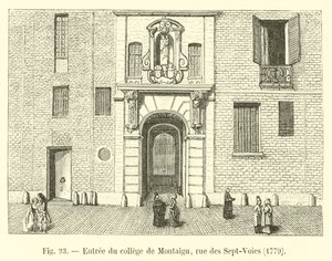 Bejárat a Montaigu főiskolába, rue des Sept-Voies, 1779 alkotó: French School