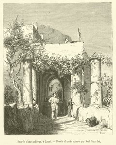 Bejárat egy fogadóba, Capriban (metszet) alkotó: French School