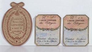 Belépőkártyák a Dax-i Alkotmánybarátok Társaságába, 1792 és 1793 (nyomtatott papír) alkotó: French School