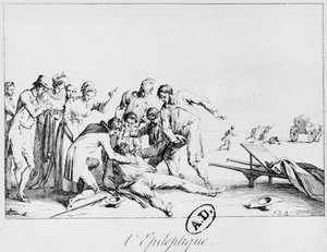 Epilepsziás roham az utcán, 1800 körül alkotó: French School