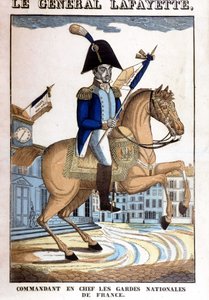 La Fayette tábornok (Lafayette), a francia nemzeti gárda főparancsnokának lovas portréja alkotó: French School