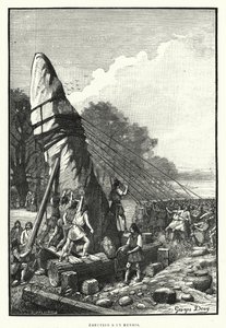Menhir felállítása (metszet) alkotó: French School