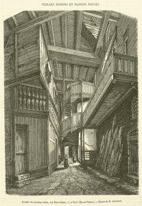 Tizenhatodik századi lépcsőház, rue Notre-Dame, 7, Vitre, Ille-et-Vilaine (metszet) alkotó: French School