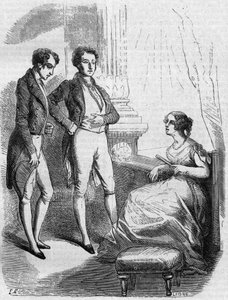 Eugene de Rastignacot Adjuda márki ajándékozta Madame de Nucingennek. Metszet 19. század közepe. Illusztráció Honore de Balzac (1799-1850) „The Father Goriot”-hoz. alkotó: French School