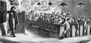 Esti osztály egy nyilvános felnőttiskolában Párizsban 1858-ban. alkotó: French School