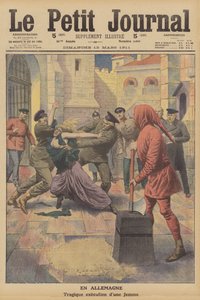 Egy nő kivégzése az insterburgi börtönben, Németország (színes litográfia) alkotó: French School