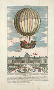 Az MM aerosztatikus földgömbjének tapasztalatai. Charles és Robert a Jardin des Thuileries-ben 1783. december 1-jén, kocsma. 1783 (kézzel színezett metszet) alkotó: French School