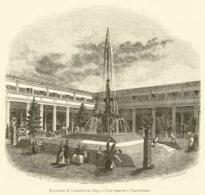 Ipari kiállítás 1849-ben, kertészetnek fenntartott udvar (metszet) alkotó: French School