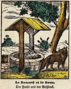 Fables de La Fontaine: a róka és a jó. Epinal képe, 19. század első fele alkotó: French School