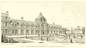 A Chateau des Tuileries homlokzata, kilátással a kis parkra, keleti oldalon, 1575-ben alkotó: French School