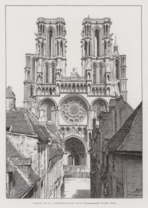 Laoni székesegyház homlokzata, 13. század eleje (litho) alkotó: French School