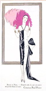 Divattervek egy estélyi ruhához „Blanc et Noir”, Paul Poiret (1879-1944) az „Art, Gout, Beaute” magazinból alkotó: French School