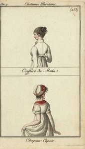 Divatos frizura és sapka, Párizs alkotó: French School