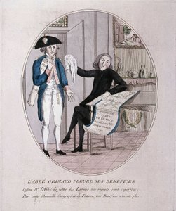 Grimaud atya gyászolja a nyereségét, a forradalom rajzfilmje, 18. század végén alkotó: French School