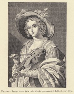 Hegedűző nő, Leblond metszete, 17. század (metszet) alkotó: French School