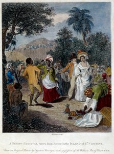 Fete negre Saint Vincent szigetén (Közép-Amerika, Antillák). századi metszet. Chartres, Szépművészeti Múzeum alkotó: French School
