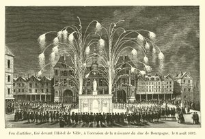 Tűzijáték a Városháza előtt, Burgundia hercegének születése alkalmából, 1682. augusztus 8. alkotó: French School