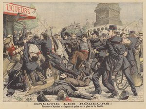 Apacsok és a rendőrség közötti harc a párizsi Place de la Bastille téren (színes lithó) alkotó: French School