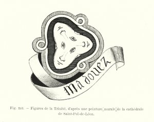 A Szentháromság figurái a Saint-Pol-de-Leon katedrális falfestménye után (metszet) alkotó: French School