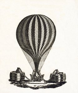 Hőlégballon megtöltése gázzal, 1790 körül (fametszet) alkotó: French School