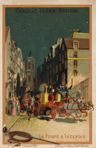 Tűzoltóautó (chromolitho) alkotó: French School