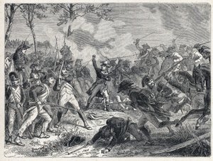 Első koalíció: Lazarus Nicolas Marguerite Carnot (1753-1823) a wattignies-i csata során, 1793. október 16-án szembeszállva a francia csapatokkal az osztrák hadsereggel. alkotó: French School
