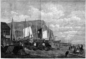 Horgászcsónakok a Hastings Beachen, Angliában alkotó: French School
