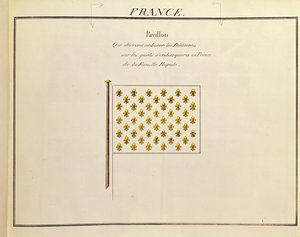 A királyi család hercegének zászlaja, a Pavillons des Puissances Maritimes-tól (színes metszet) alkotó: French School