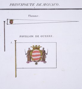 Monacói zászlók, egy francia zászlóskönyvből, 1819 körül alkotó: French School