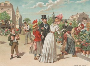 Virágpiac (chromolitho) alkotó: French School