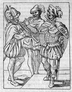 Furulyás és bugle játékosok a 16. században. „A festői boltban” 1836 alkotó: French School