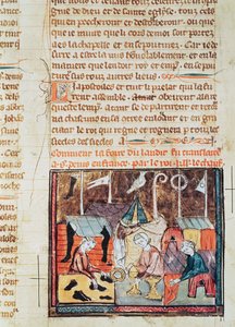 Fol.122v kereskedők a Lendit vásáron St. Denis közelében, a Grandes Chroniques de France-tól, 1375-79 alkotó: French School