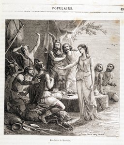 Marseille alapítása: a francia várost görög tengerészek alapították Kr.e. 600-ban Henri Martin „Histoire de France populaire” című vésése. 19. század alkotó: French School