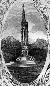 Párizs szökőkútja: kilátás a Szűz-kútra (Notre Dame Fountain) (1845 körül). Metszet a „” Le Monde Illustré”” 254. számában, február 22 alkotó: French School