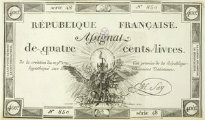 Négyszáz livres bankjegy, 1792. szeptember 21 alkotó: French School