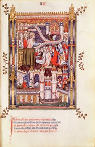 Fr 2091 fol.111 St. Denis prédikál a pogány bálványaikat megtörő párizsiaknak, Vie de St. Denisből, 1317 alkotó: French School