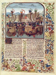 Fr 2643 f.82 Ecluse-i csata, 1340. június 24., a Froissarts Chronicle-ból alkotó: French School
