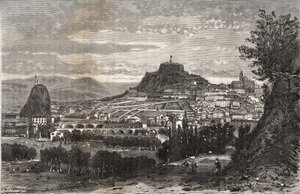 Franciaország, Auvergne, Haute-Loire (43), Le Puy en Velay (Le-Puy-en-Velay) - V. A. Malt-Brown „La France illustrée: földrajz, történelem, közigazgatás statisztika” című metszete. 1884 alkotó: French School