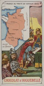 Franciaország a verduni békeszerződés idején, 843 (kromolito) alkotó: French School