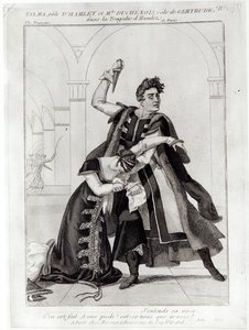Francois-Joseph Talma (1763-1826) Hamletként és Mademoiselle Duchenois Gertrudeként Shakespeare „Hamletjében”, Jean-Francois Ducis által adaptált, 1769 után alkotó: French School
