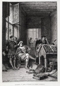 Francois 1st Robert Estienne stúdiójában - metszet alkotó: French School
