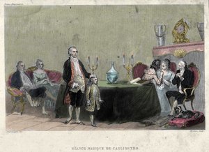 Freemaking: Giuseppe Balsamo, Sándor, Cagliostro grófja (1743 - 1795) varázslatos szeánsza. Metszet a „Szabadkőművesség és az ókori és modern titkos társaságok festői története” című könyvéből, F.-T. B. Clavel. Pagnerre, szerkesztő alkotó: French School