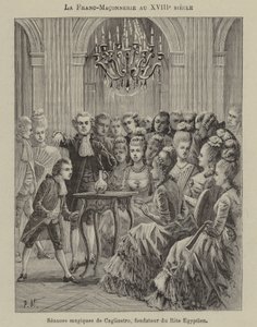 Szabadkőművesség a 18. században: varázslatos szeánsz Aleesandro Cagliostro, az egyiptomi rítus alapítója (metszet) vezetésével alkotó: French School