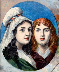 Francia forradalom – A francia hősnők: Felicite (1770-1841) és Theophile (1875-1819) Fernig nővérei, akik férfinak öltözve harcoltak az osztrákok ellen, hogy nézzék apjukat 1792-ben - illusztráció az augusztus 7-i „Le Petit Journal”-ból 1894 alkotó: French School