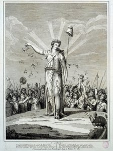 Francia forradalom: „O liberte” Hódolat a szabadság előtt. Metszet a 18. századi Párizsról, Musee Carnavalet alkotó: French School