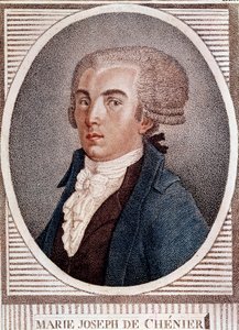 Francia forradalom: Marie Joseph Chenier (1764-1811) diplomata költő és történész, a 19. századi "Chant du depart" metszet szerzőjének portréja. alkotó: French School