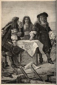 Vauban francia építész XIV. Lajos kérésére 1687-ben elkészíti a Belfort (Franciaország keleti részének) erődítményeinek terveit – Sebastien Le Prestre de Vauban átadja Belfort erődítményeinek terveit – „” PATRIE” metszet” – LEÍRÁS PECTUREQU alkotó: French School