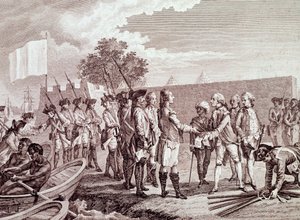 A francia hadsereg partraszállása a szenegáli Saint-Louis-ban alkotó: French School